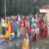 Morning arghya (worship) of God Sun on fourth and final day of Chhat Puja